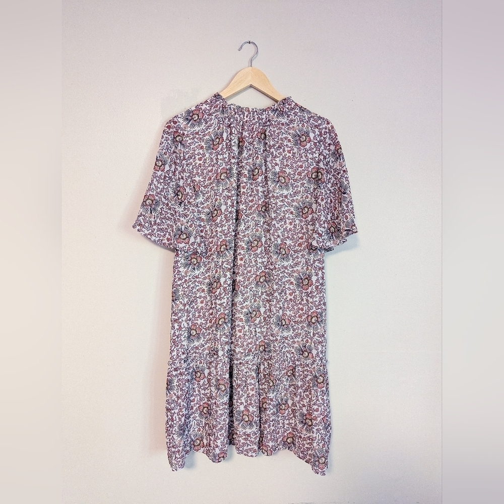 LOFT Purple Floral Eyelet Dress - Picture 6 of 7